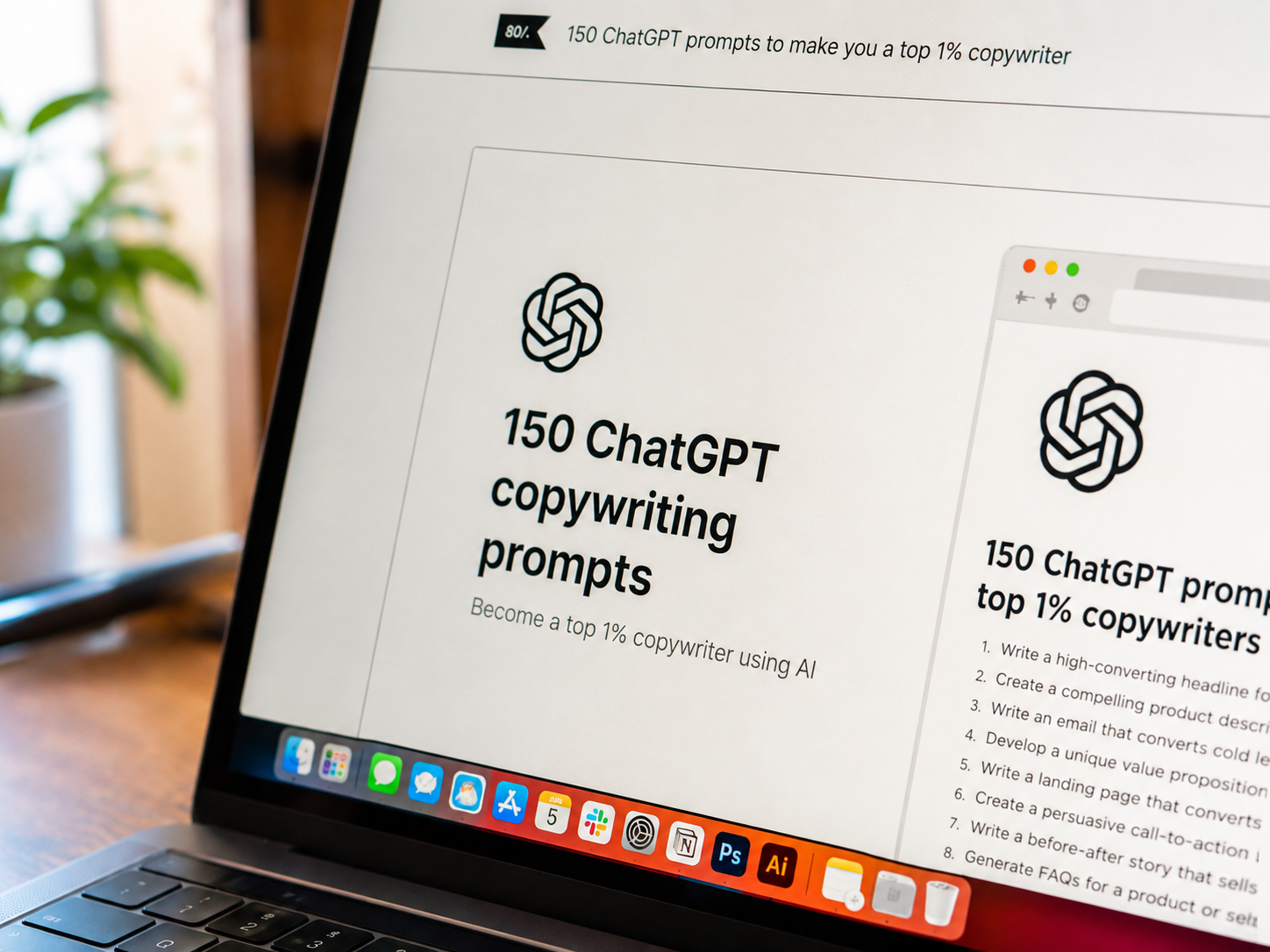 Laptop displaying ChatGPT prompts