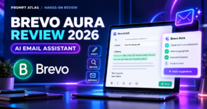 Brevo Aura AI email assistant review 2026 showing an AI-assisted email draft