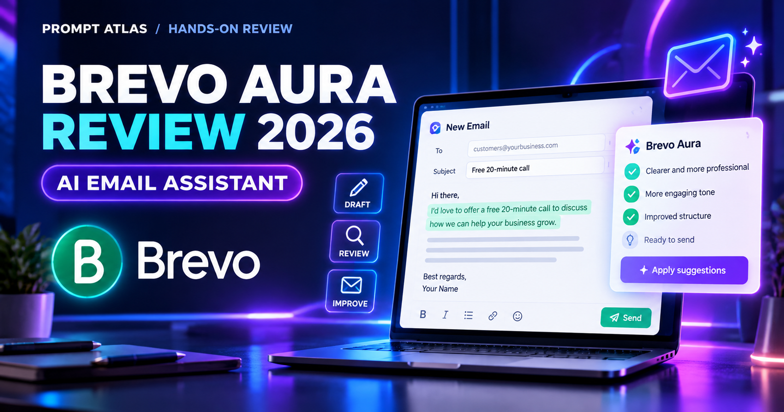 Brevo AI Review 2026: I Tested Aura on a Small Business Email Draft