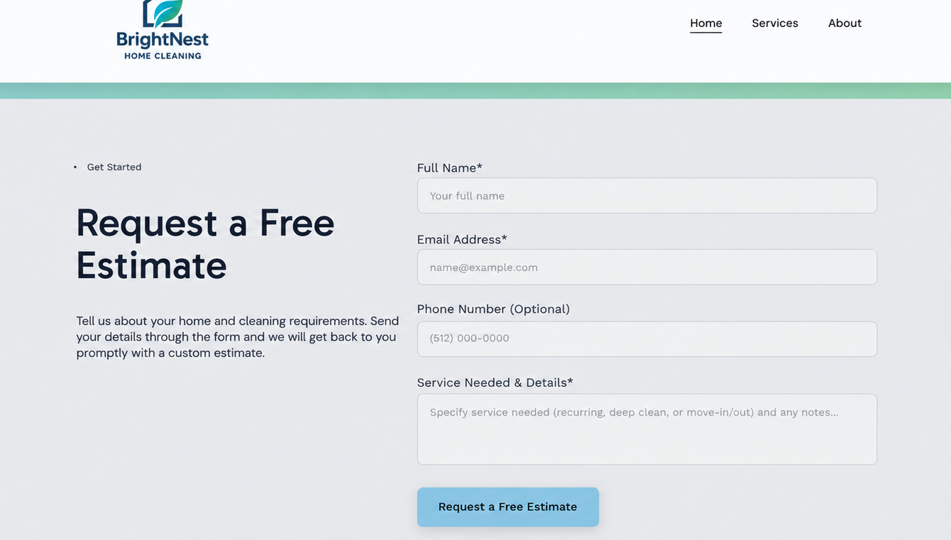 Hostinger Agentic mode contact form added to the BrightNest test website