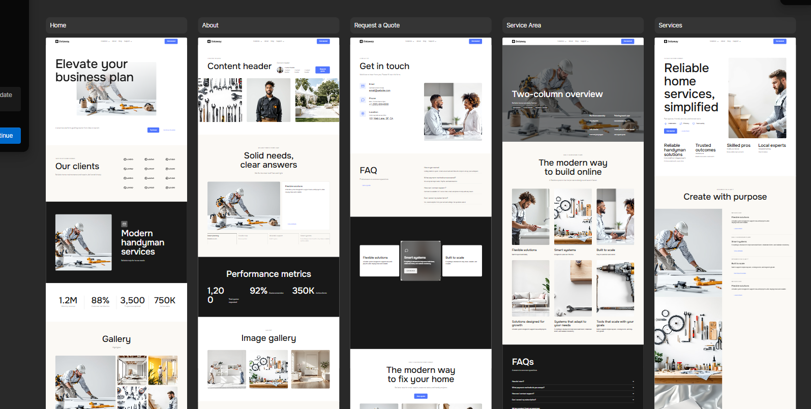 Initial Webflow AI website draft with generic content