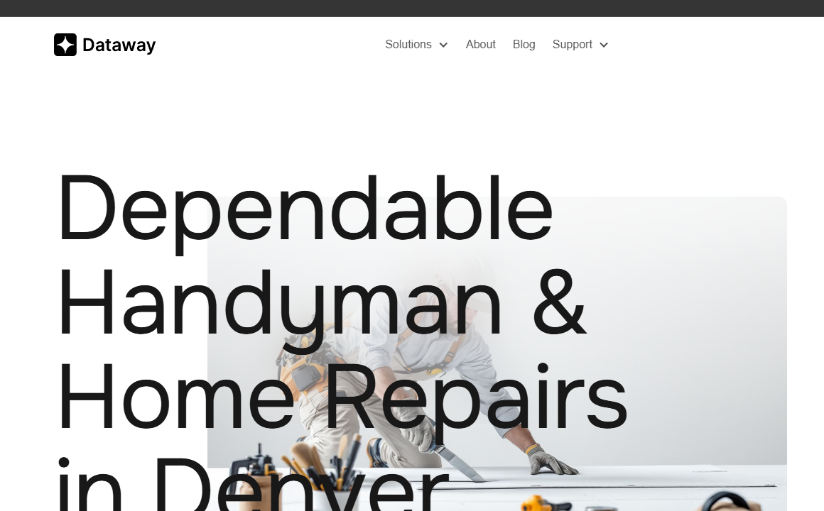 Rewritten handyman hero still showing Dataway branding