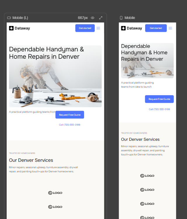 Mobile layout after Webflow AI responsive fixes