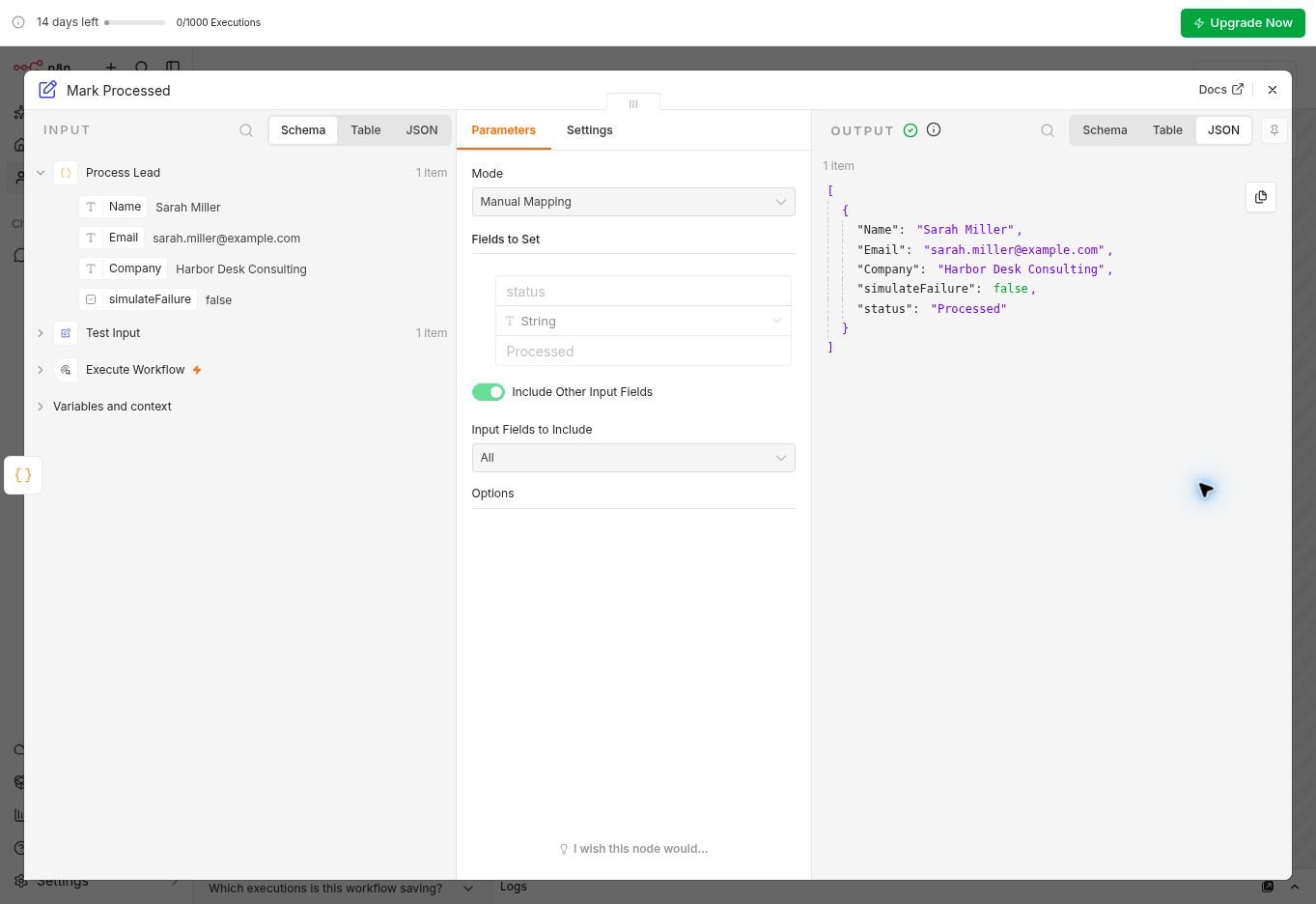 After manual correction and a new execution, Mark Processed returned status Processed.